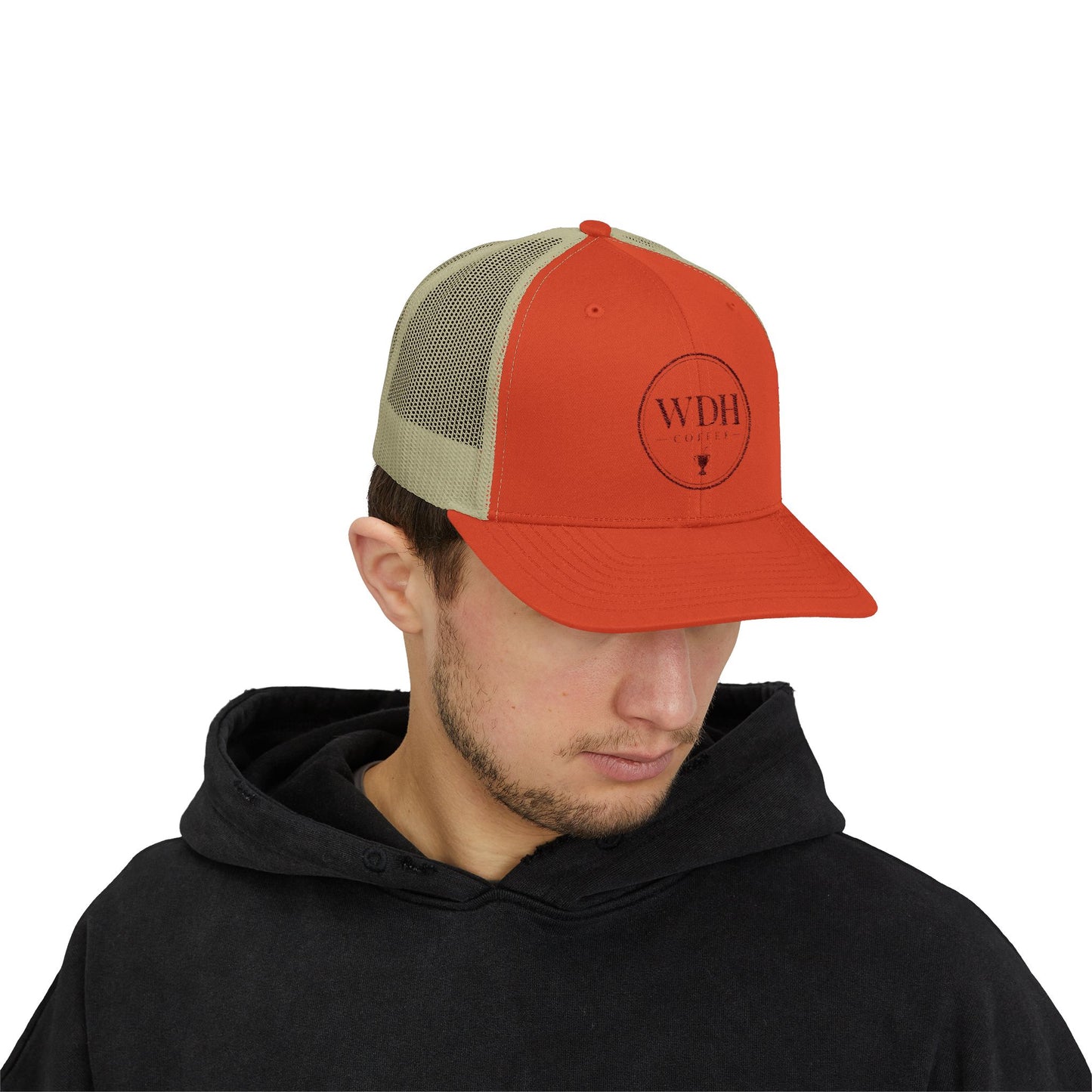 WDH Coffee Trucker Cap — Embroidered Snapback Coffee Hat